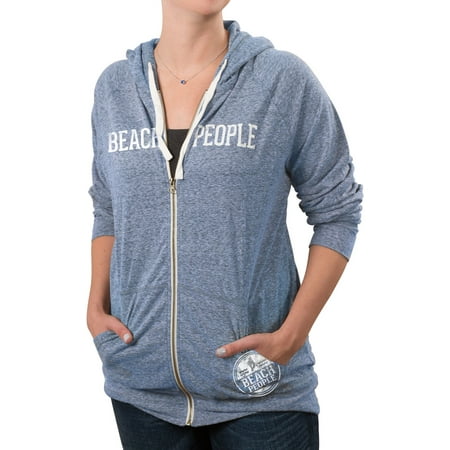 People Adult Sweatshirt - We People - Beach People Blue Heathered Gray Unisex Light Weight Zip Up Sweatshirt
