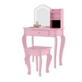 thumbnail image 3 of Yeshouse Tocador infantil con espejo iluminado, tocador y taburete para niña pequeña, juego de mesa de maquillaje para niñas de 3 a 8 años, 3 of 9