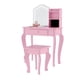 thumbnail image 2 of Juego de Tocador de Maquillaje para Niñas con Espejo y Taburete - Juguete de Madera con Cajón y Organizador, para Niñas de 3 a 9 Años, Incluye Accesorios de Maquillaje de Juguete, rosa, 2 of 26