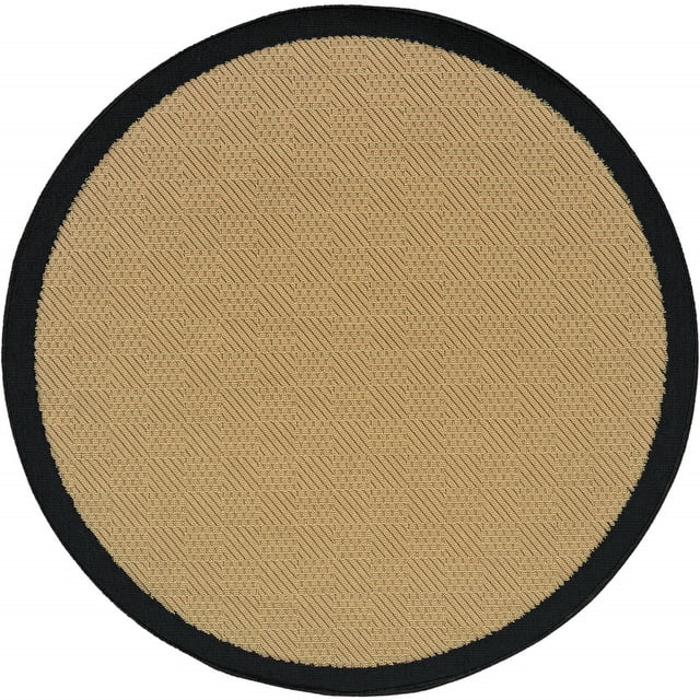 homeroots Décoration Intérieure 389503 Tapis Rond Beige et Noir Uni Intérieur Extérieur 8 Pieds