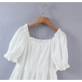 thumbnail image 6 of New Fashion Casual Vintage White V-Neck Cotton Mini Dress Women Summer Single-breasted Ruffles Dresses Female Vestidos-SW1692-L, 6 of 6