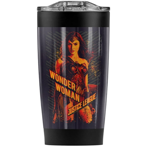 Justice League Movie Wonder Woman Stainless Steel Tumbler 20 oz Coffee Travel Mug/Cup, Vacuum Insulated & Double Wall with Leakproof Sliding Lid | Great for Hot Drinks and Cold Beverages