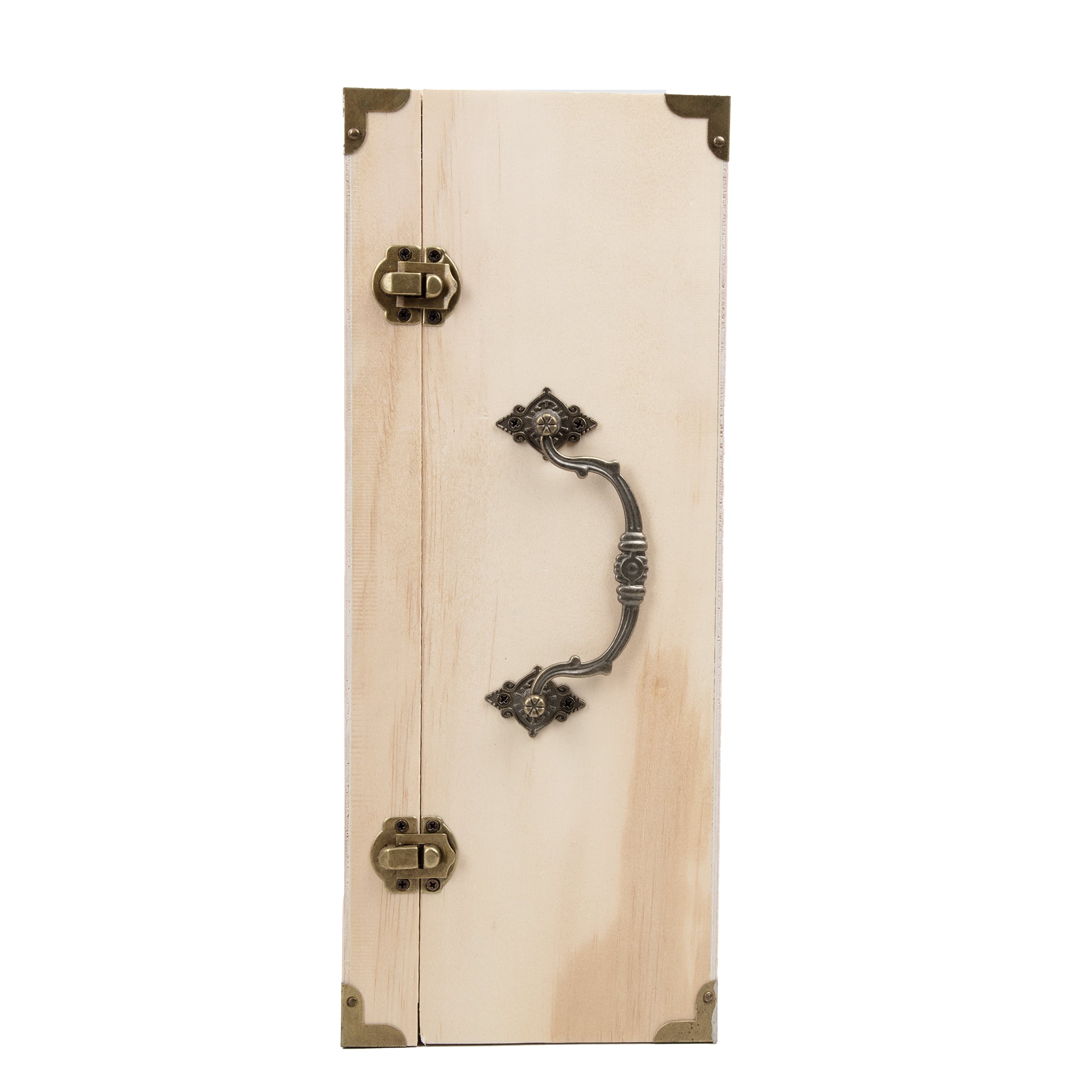Hello Hobby Natural Wood Keepsake Box with Metal Latches, Handle, and Hinges, 12.60" x 8.9" x 5"
