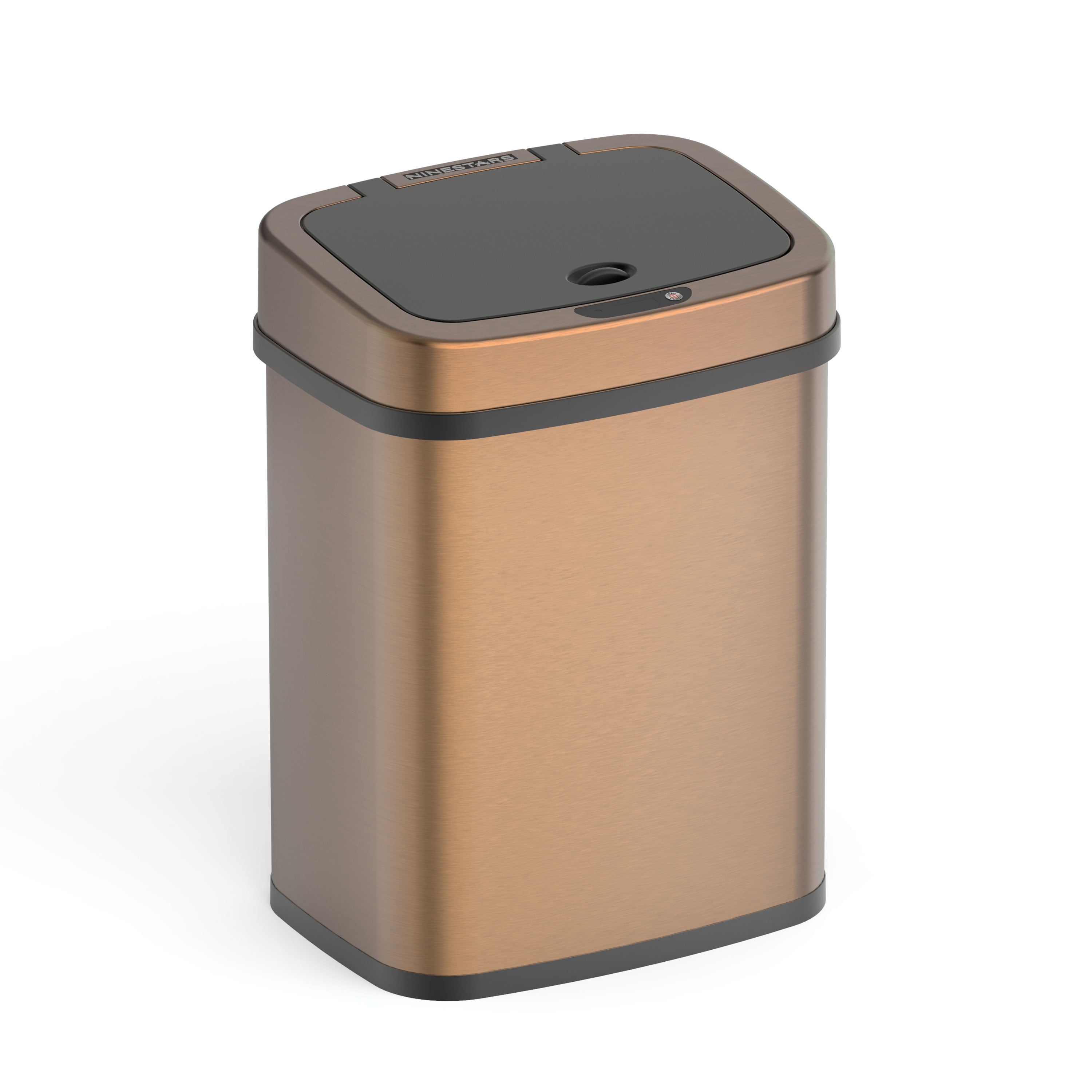 Nine Stars Automatic Bathroom Trash Can, 3 Gallon Stainless Steel, Motion Sensor Hands-Free Soft-Close Lid Garbage Bin, Gold