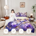 thumbnail image 3 of Erosebridal Chic Vintage Flowers Queen Comforter Set 3pcs For Teens Adults,Purple Golden Butterflies Bedding Comforter Set For Girls,Black Reversible, 3 of 6
