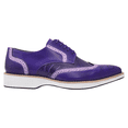 thumbnail image 6 of LIBERTYZENO Mens Casual Ostrich Skin Print Genuine Leather Adult Wingtip Lace Up Oxford Dress Shoes Purple 11, 6 of 8