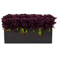 thumbnail image 4 of Nearly Natural 1487-PE N/A Dozen Silk Roses in Rectangular Planter, Purple Elegance, 4 of 4