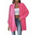 thumbnail image 2 of Women'S Fall Winter Solid Color Casual Oversized Long Sleeve Chunky Knit Cardigan Sweater Jacket Rose Red One size, 2 of 8