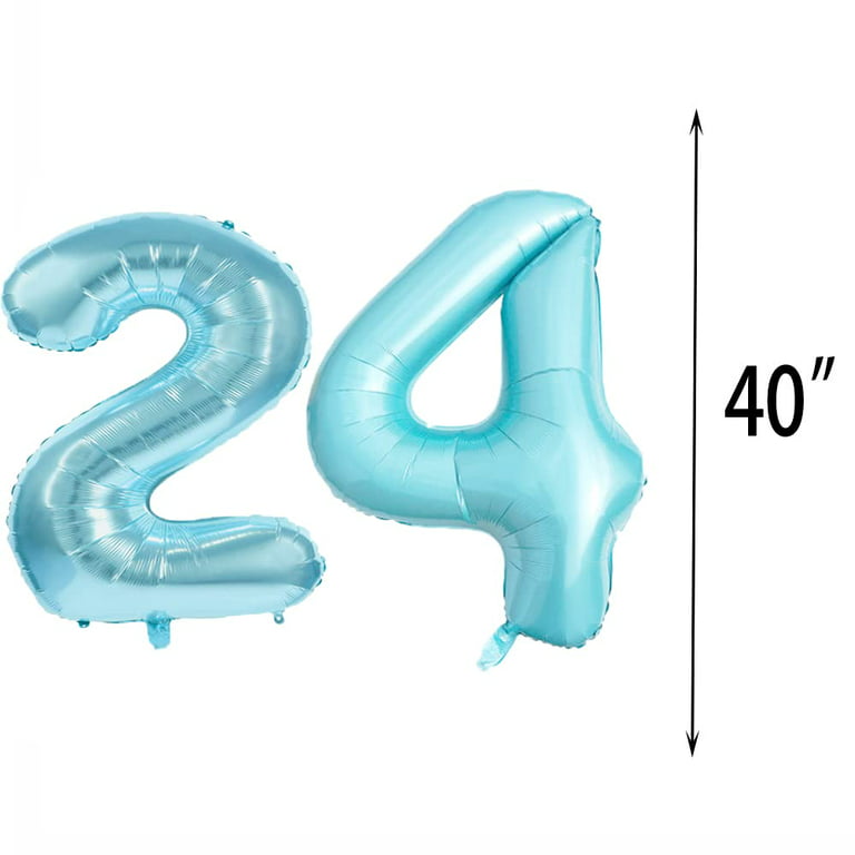 QWEQWE Silve Number 24 Balloons 40 Foil Number Balloon 24th