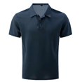 thumbnail image 2 of EnJoCho Kids School Unifor𝗆 Lapel Neck Shirts for Boys Summer Short Sleeve Collared Textured Casual Shirt Quick-Dry Lapel Neck Shirt Boys Casual Holiday Tee, 2 of 7