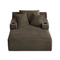 thumbnail image 6 of Oversized Chaise Lounge Chair Indoor, Comfy Deep Seat Sleeper Cloud Couch with 2 Cup Holder & Throw Pillow, Faux Fur Upholstered Deep Seat Accent Chair for Living Room & Office, No Assembly Required, 6 of 9