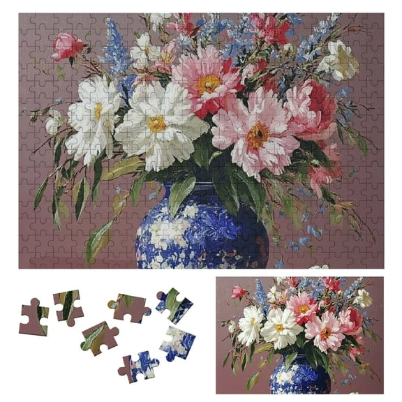Patifu Wooden Jigsaw Puzzle Flowers Theme Eco-Friendly Wood Smooth Finish Family Friends Gift 1000 Pieces 300 PCS