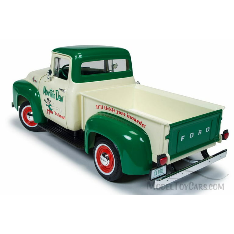 1956 Ford F100 Pickup Truck Mountain Dew, White and Green - Auto