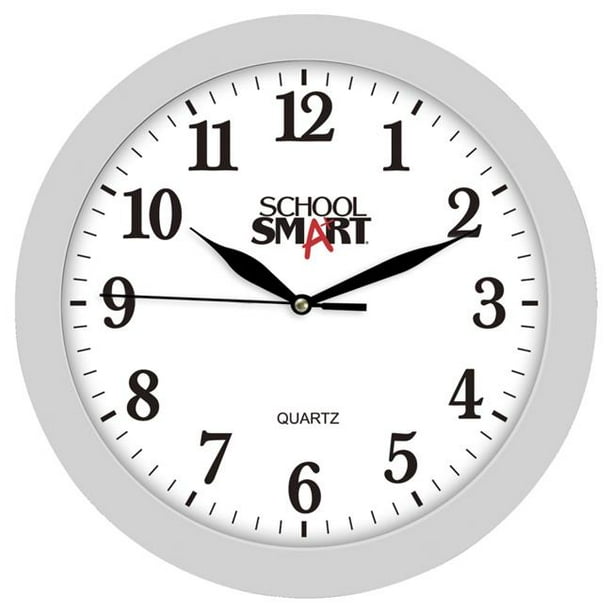 School Smart 1563728 Silent Movement Wall Clock 44 10 In Black Dial White Frame Com - School Wall Clock School Smart 1563728 Silent Movement Wall Clock 44 10 In Black Dial White Frame Com - School Wall Clock