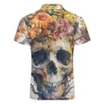thumbnail image 5 of Sunflower Skull (3) Men Zipper T-shirt Summer Casual Short Sleeve T-shirt Top, 5 of 7