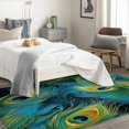 thumbnail image 4 of Peacock Feather Area Rugs for Bedroom Living Room - 4x6 ft - Peacock Carpet for Home Decor - Feather Patterned Decorative Indoor Large Rug - Washable & Soft & Non Slip & Low Pile (ZF&7384), 4 of 7