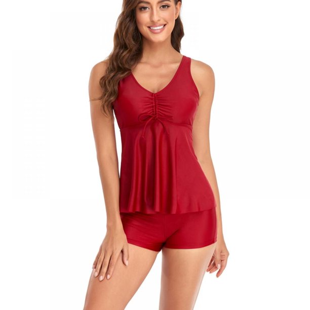 Tankini Swimsuits for Women with Shorts Bathing Suits Two Piece Solid