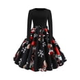 thumbnail image 1 of Vestido de fiesta de Halloween y Navidad para mujer, manga larga, corte A, falda grande, vestido de cóctel, festival, carnaval y vestido con cinturón de lazo, 1 of 5