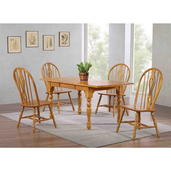 Sunset Trading Oak Selections 5PC 72" Drop Leaf Wood Dining Set in Oak