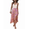 thumbnail image 3 of Women Boho Floral Leopard Print High Low Split Wrap Midi Skirt Floral Print L, 3 of 9