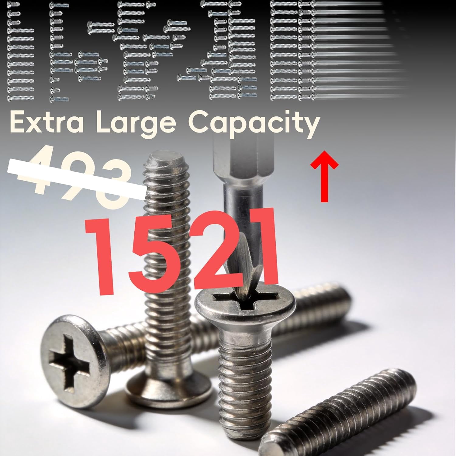 1521Pcs M3 M4 M5 M6 Screws Nuts Assortment Kit with Plastic Storage Box for Furniture Machinery Automotive DIY Projects