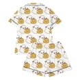 thumbnail image 5 of Tfken Halloween Pumpkin Ghost Graphic Pajamas Outfit Set For Girls Short Sleeve Shirts Elastic Waist Shorts Set Loungewear Cute Homewear Sleepwear Children Trendy Pjs Clothes Size 11-12 Years, 5 of 5