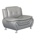 thumbnail image 3 of ViscoLogic Grandeur Luxury Pillow Top Tufted Premium Faux Leather Sofa, Couch For Home Office Living Room (Grey), 3 of 4
