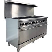 60'' Commercial Hot Plate Broiler Gas Range with Double Oven, 6 Burners, NSF Certified, Stainless Steel