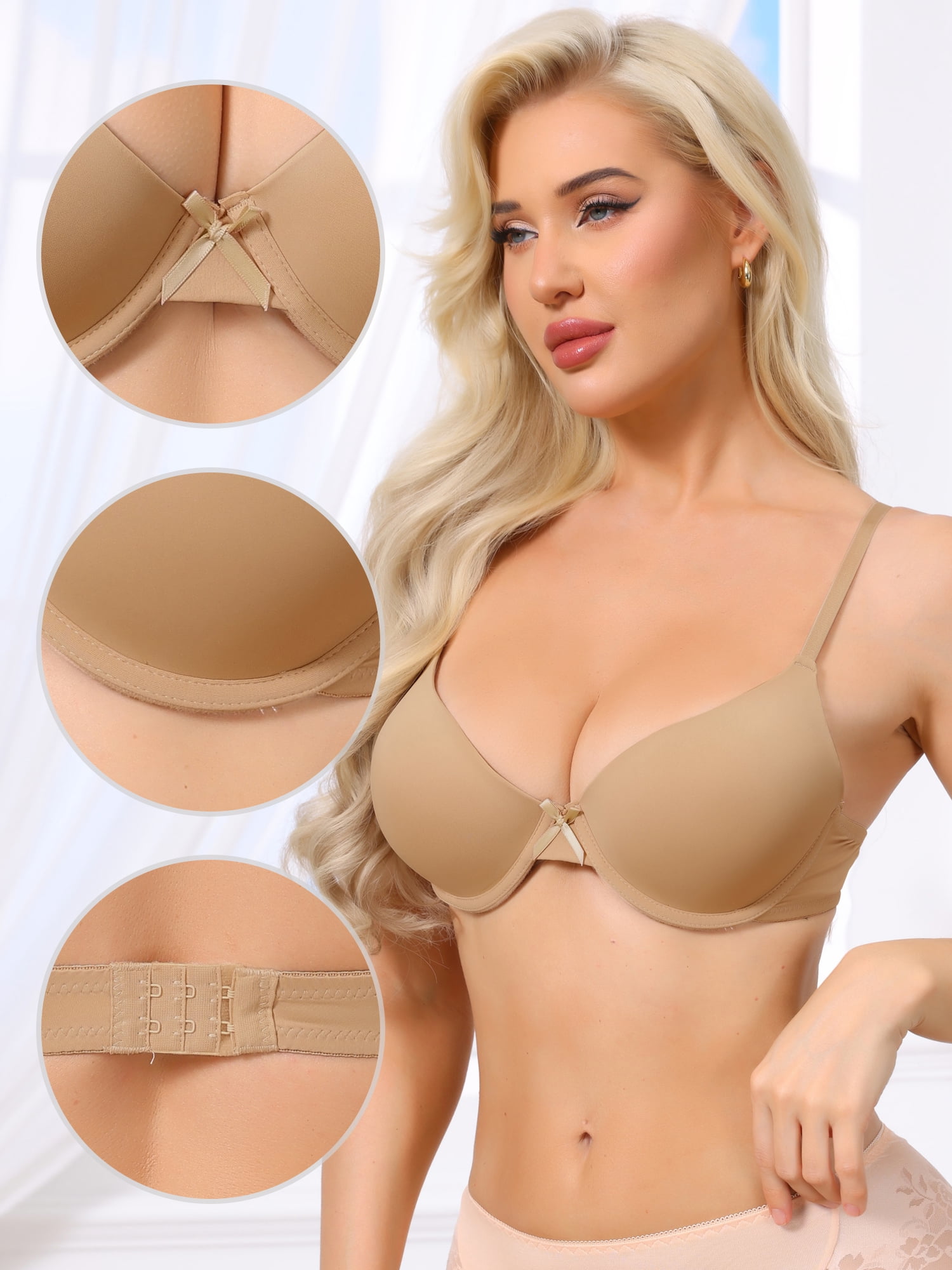 DARING DIVA Women's Ice Silk Lightweight Full Cup Bra E 38 Beige