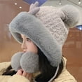 thumbnail image 4 of Womens Winter Beanie Hat Warm Fleece Lining Hat Pompoms Cap with Ear Flap, 4 of 4