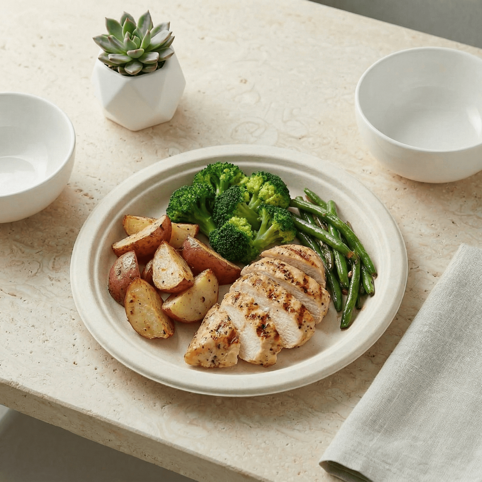 150-Count 9 Inch Compostable Paper Plates, Heavy-Duty, Microwave-Safe, Grease-Resistant, Disposable Bagasse Dinnerware for Parties & Outdoor Dining