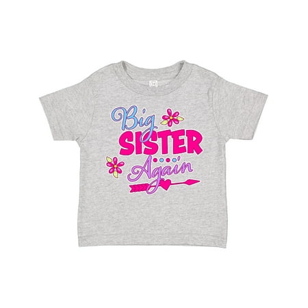 

Inktastic Big Sister Again with Flowers and Arrow Gift Toddler Toddler Girl T-Shirt