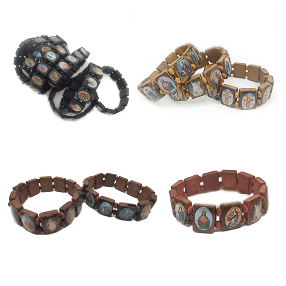 DESIGNICE 2026 New 4Pcs Jesus Bracelets Spiritual Practice What Would Jesus Do Bracelets Prayer Manifestation Bracelet Wrist Bands Black Brown Wood Sprinkle Red