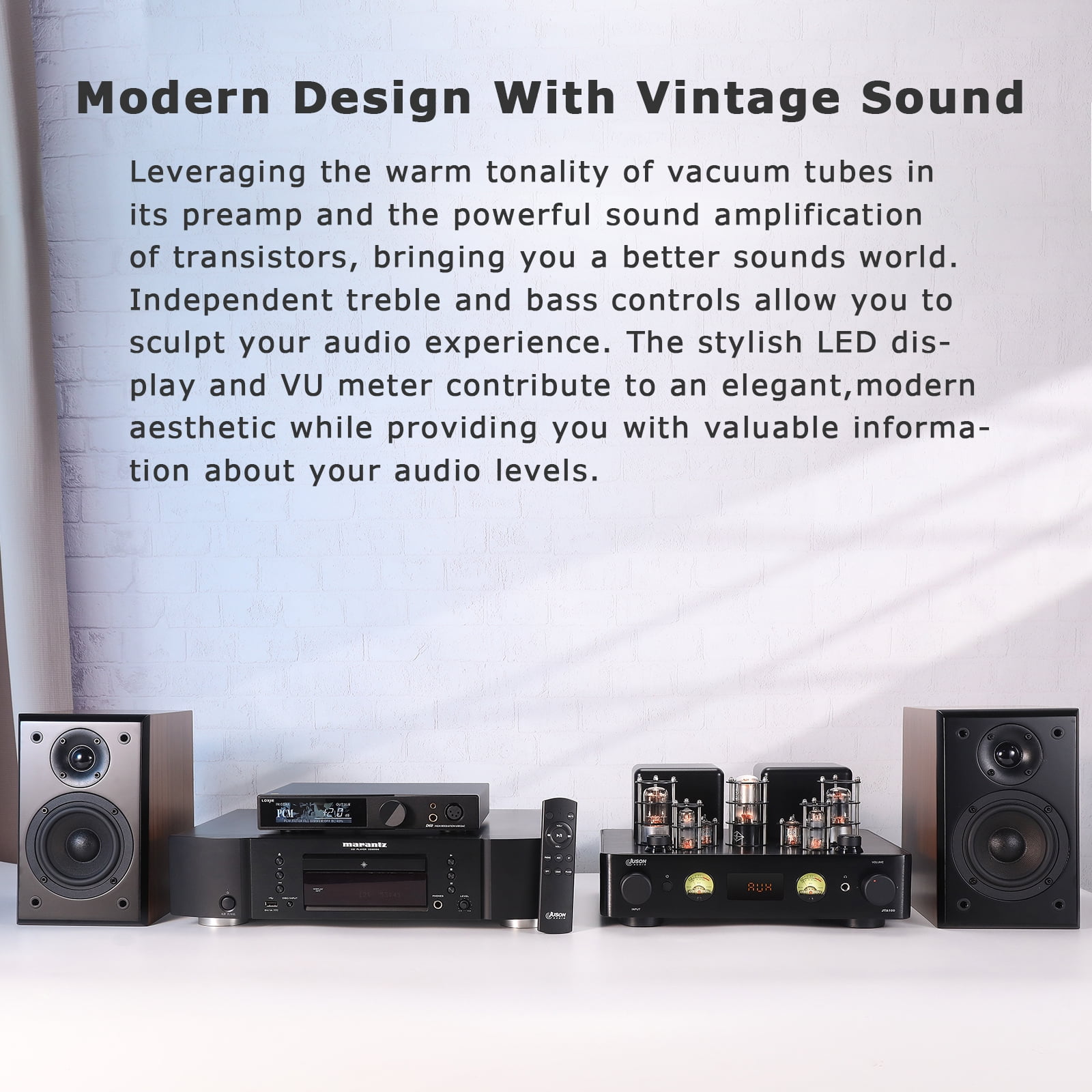 Juson Audio JTA100 2025 200W Vacuum Tube Amplifier Hybrid Class AB Hifi Amp PHONO In Headphone Out