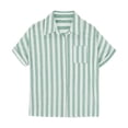 thumbnail image 5 of akafmk Girls Short Sleeve Shirts Cotton Linen Stripe Button Down Shirt Collared Relaxed Summer Casual Beach Shirt, 5-15Y, 5 of 8