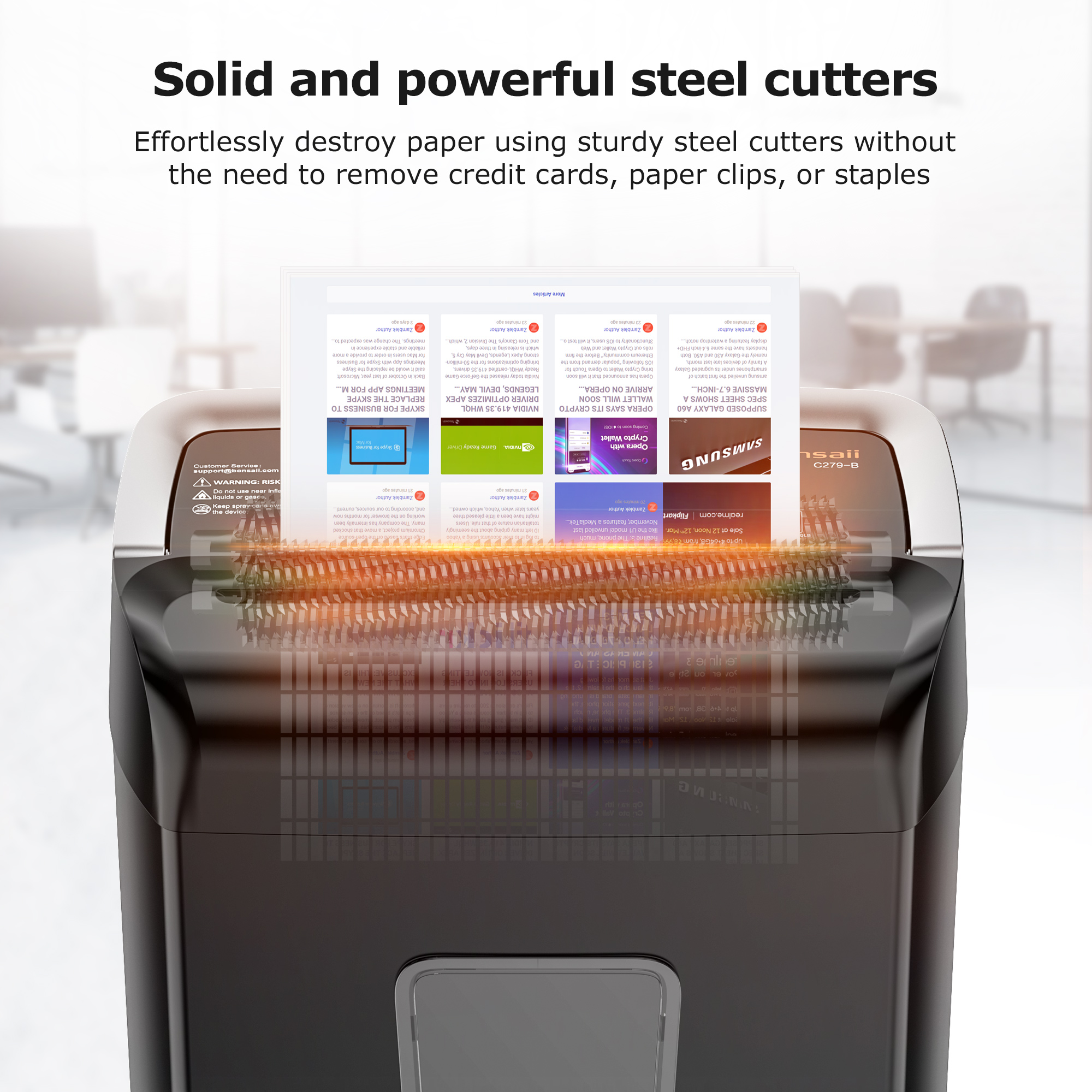 Bonsaii 12-Sheet Cross-Cut Paper Shredder with 5.4 Gallon Bin photo 6