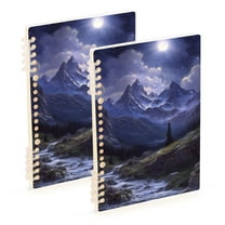 FORMRS 1-Subject Spiral Notebook 8" x 5" College Ruled 60 Refillable Sheet, 2 Pack, Moonlight Mountain