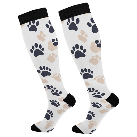 FORMRS Womens Knee High Socks Casual Long Thick Travel Daily Wear, 1 Pair, Black Cat Paw