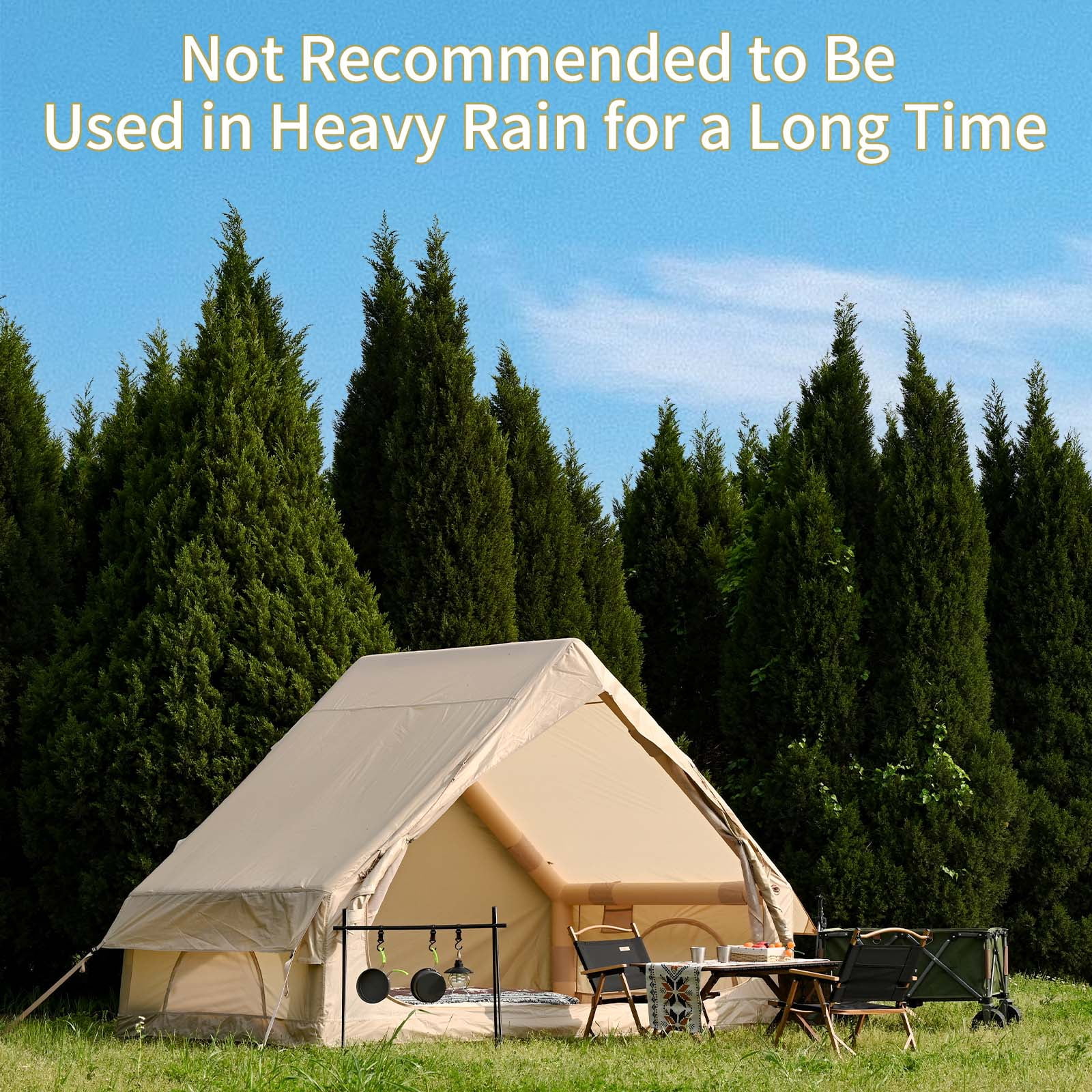 Waldmate Inflatable Tent for Camping 3-4 Person, Glamping Tent with Hand Pump, Oxford Waterproof Cabin Tent with Mesh Windows & Door