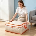thumbnail image 4 of Large Mesh Quilt Storage Bag with Reinforced Handles, Breathable Plastic Fabric, Stackable Clothes Organizer, Multiple Sizes 55x49x19 cm, Orange, 4 of 6