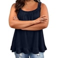 thumbnail image 4 of Aoochasliy Women Plus Size Camisole Tank Top with Lace Ruffled Hem Sleeveless Cami Blouse Casual Solid Color Spaghetti Straps Soft Lightweight Loose Fit Stretch Top, 4 of 9