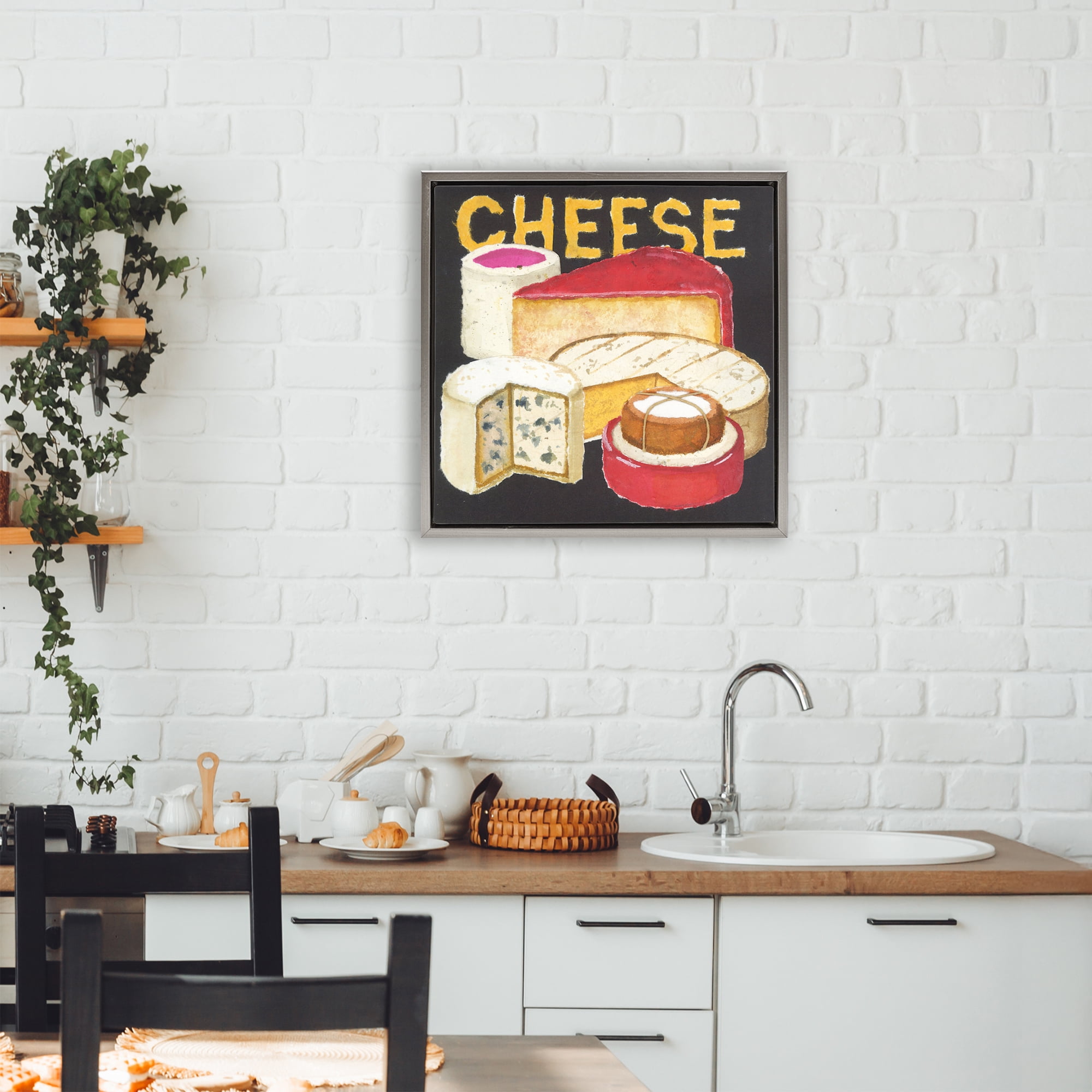 Stupell Industries Assorted Cheese Wheels Gray Framed Floater Canvas Wall Art, design by Nancy Overton