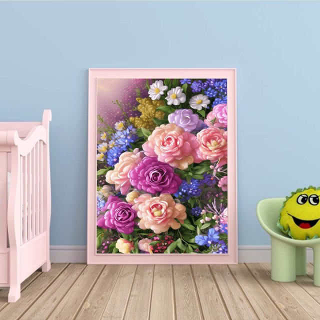 Cuadros Decorativos Kits de arte de diamantes de flores, lienzo de resina 5D DIY para oficina, hogar, pared (estilo B) Wdftyju embutido en tela