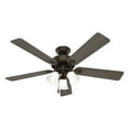 thumbnail image 3 of Hunter 52 inch Indoor Ceiling Fan with LED Lights - Bronze Ceiling Fan with Pull Chain, For Bedroom, Living Room, or Kitchen, Standard Mount, No Remote, 5 Blades - Swanson 50887, New Bronze, 3 of 14