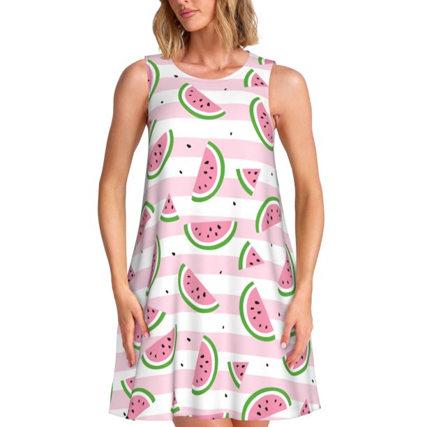 Disketp Watermelon para Vestido sin Mangas para Mujeres, Vestidos de Verano para Mujeres, Casual y Holgado para la Playa