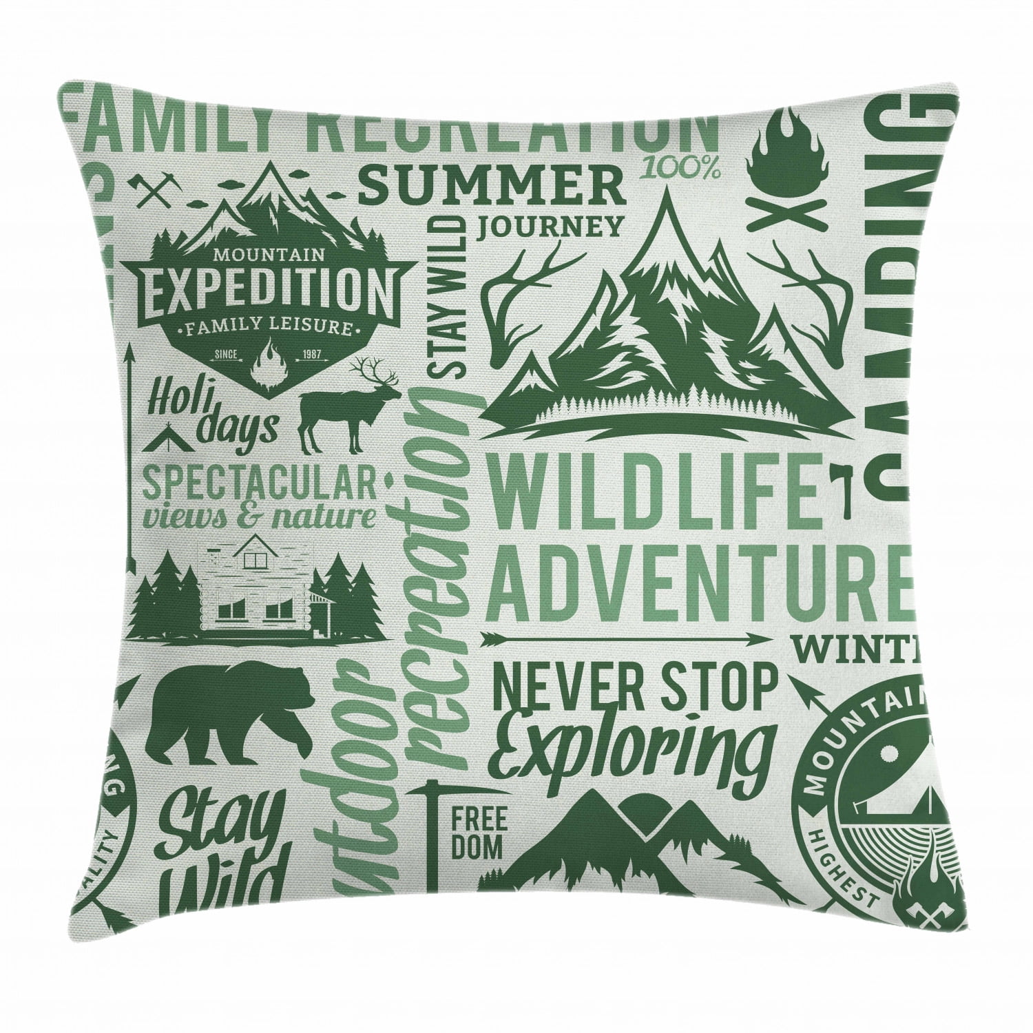 Camping Throw Pillow Cushion Cover, Outdoors Recreation Wildlife
