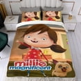 thumbnail image 4 of Millie la Magnífica Conjunto de sábanas temático, trío de piezas, cómodo y amigable con la piel, diseño único, regalo de decoración para el hogar para familiares, amigos y fans, 90 cm * 190 cm, 4 of 6