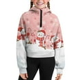 thumbnail image 5 of Chaqlin Funny Snowman Cane Print Girls Half Zipper Sweatshirt with Pocket Kids Half Zipper Sweatshirt Youth Athletic Top Comfy Casual Lightweight Pullover Size 13-14 Pink, 5 of 7