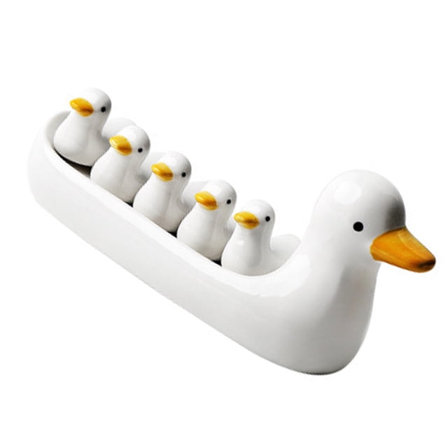 Naiovety Juego de descanso de palillos de cerámica de pato, soporte para cuchara, tenedor, utensilios de cocina, decoración de de comedor Mostrada