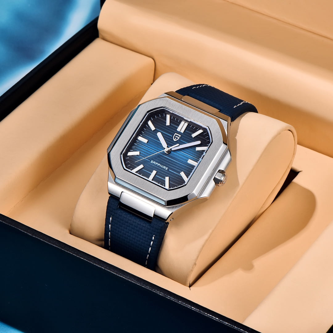 PAGANI DESIGN Men's Quartz Watch 37MM Stainless Steel Sports Waterproof Business Wrist Watch for Men, Synthetic Sapphire, Japan TMI VH31 Movt, PD-YS019